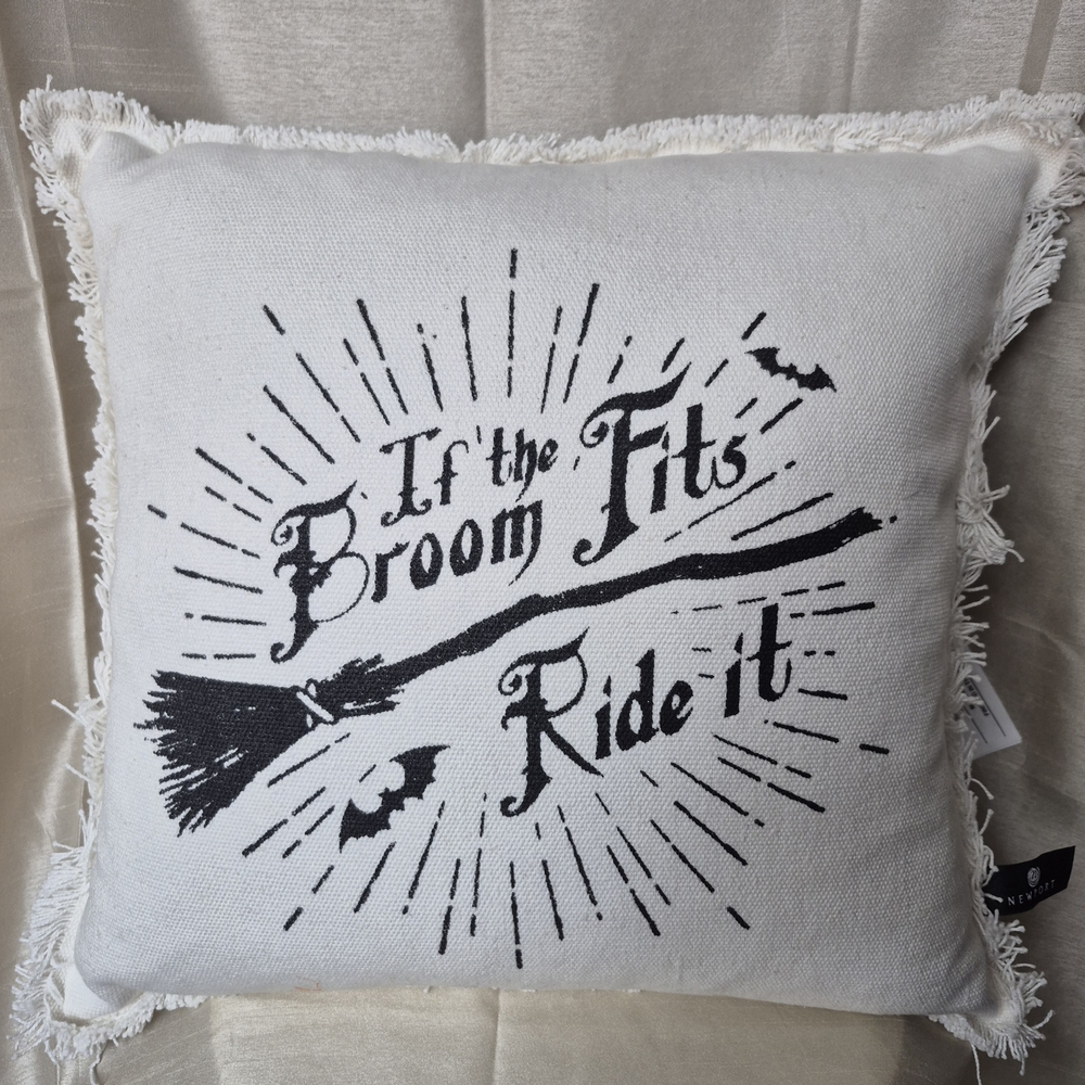 Newport Halloween Cream Textured Throw Pillow